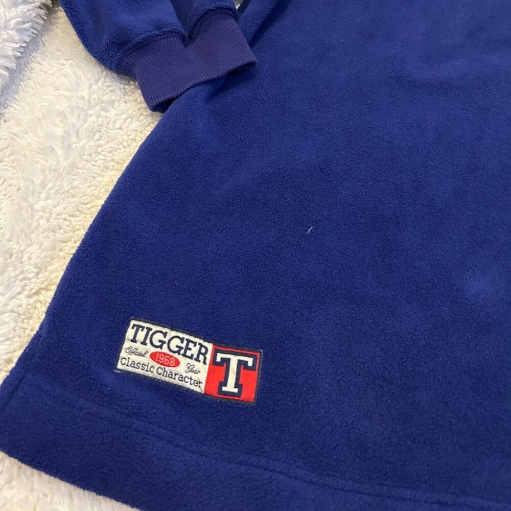 Disney Tiger Embroidered Unisex Fleece Jacket Blue XL Quarter Zip Long Sleeve - Picture 7 of 7